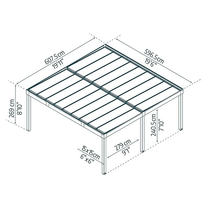 Palram – Canopia Carport Oslo (Medidas ext. (An x Pr): 5,96 x 6,07 m, Negro) | BAUHAUS