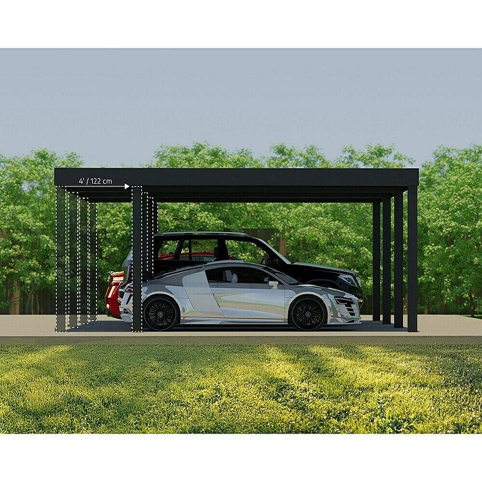 Palram – Canopia Carport Oslo (Medidas ext. (An x Pr): 5,96 x 9,01 m, Negro) | BAUHAUS