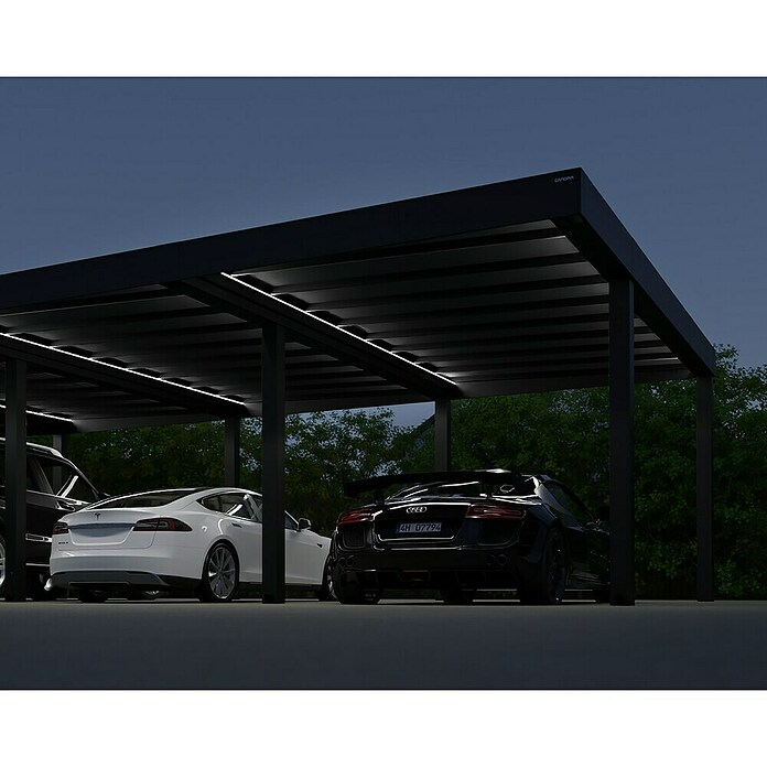 Palram – Canopia Carport Oslo (Medidas ext. (An x Pr): 5,96 x 9,01 m, Negro) | BAUHAUS