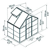 Palram – Canopia Invernadero Hybrid (Medidas ext. (An x Pr): 185 x 126 cm, 0,7 mm, Antracita) | BAUHAUS