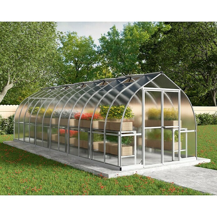 Palram – Canopia Invernadero Bella (Medidas ext. (An x Pr): 244 x 723 cm, 6 mm, Plateado) | BAUHAUS
