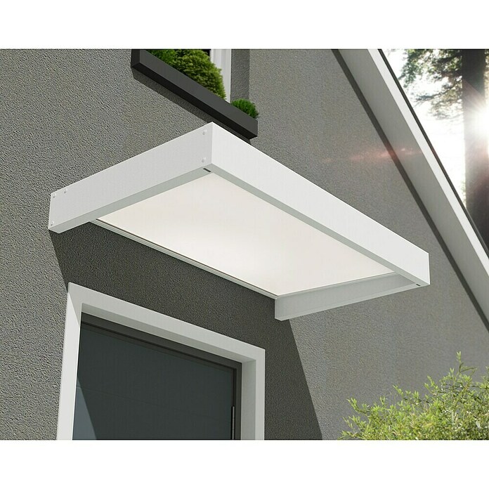Palram – Canopia Marquesina para puerta Sophia (160 x 95 x 17 cm, Blanco, Color del techo: Blanco opal) | BAUHAUS