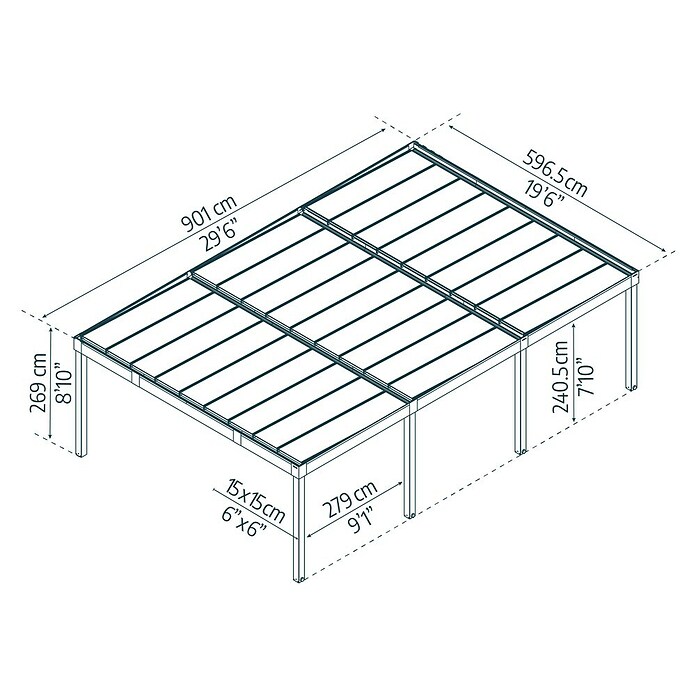 Palram – Canopia Carport Oslo (Medidas ext. (An x Pr): 5,96 x 9,01 m, Negro) | BAUHAUS