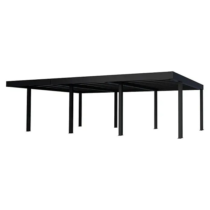 Palram – Canopia Carport Oslo - Medidas ext. (An x Pr): 5,96 x 9,01 m, Negro - Pérgola negra elegante, ideal para jardines y patios modernos. Construcción duradera que proporciona sombra y estilo. Mejora la vida al aire libre.
