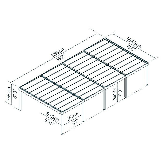 Palram – Canopia Carport Oslo (Medidas ext. (An x Pr): 5,96 x 12 m, Negro) | BAUHAUS