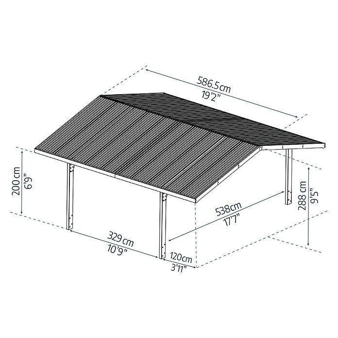 Palram – Canopia Carport Sydney Arch (Medidas ext. (An x Pr): 5,72 x 5,86 m, Negro) | BAUHAUS