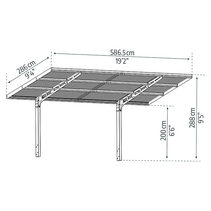 Palram – Canopia Carport Sydney Wave (Medidas ext. (An x Pr): 2,86 x 5,86 m, Negro) | BAUHAUS