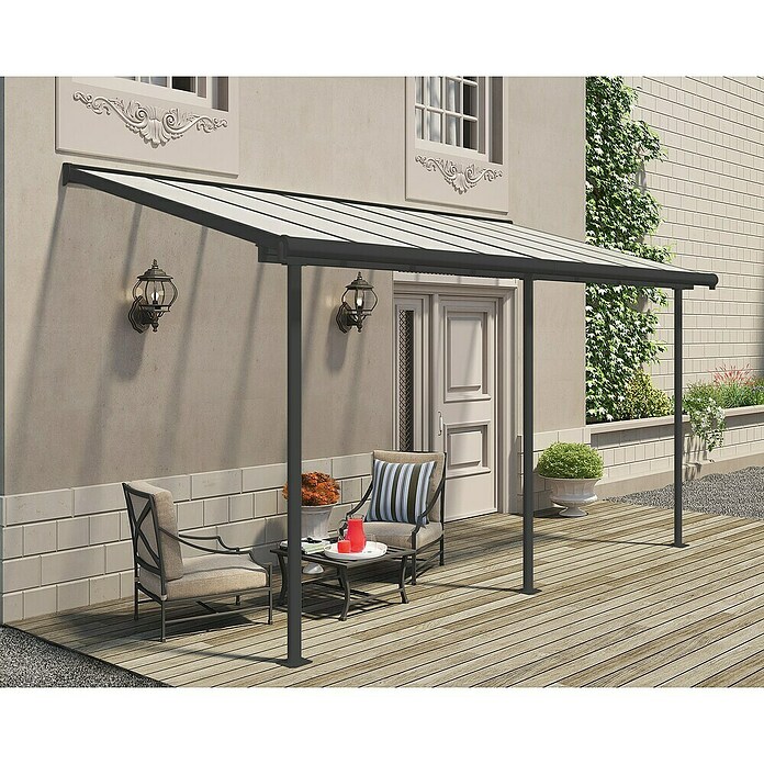 Palram – Canopia Marquesina adosada Sierra (An x Pr: 447,5 x 228 cm, Antracita, Policarbonato, Gris) | BAUHAUS