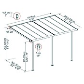 Palram – Canopia Marquesina adosada Sierra (An x Pr: 447,5 x 228 cm, Blanco, Policarbonato, Gris) | BAUHAUS