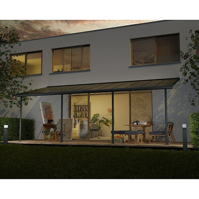 Palram – Canopia Marquesina adosada Sierra (An x Pr: 739 x 299 cm, Antracita, Policarbonato, Gris) | BAUHAUS