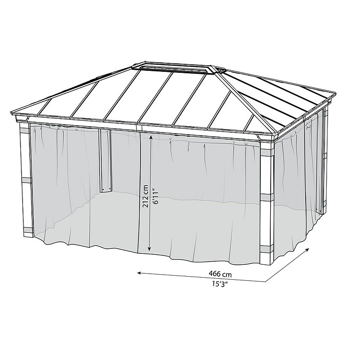 Palram – Canopia Cortina mosquitera para cenador Dallas (An x Al: 466 x 212 cm, Gris) | BAUHAUS
