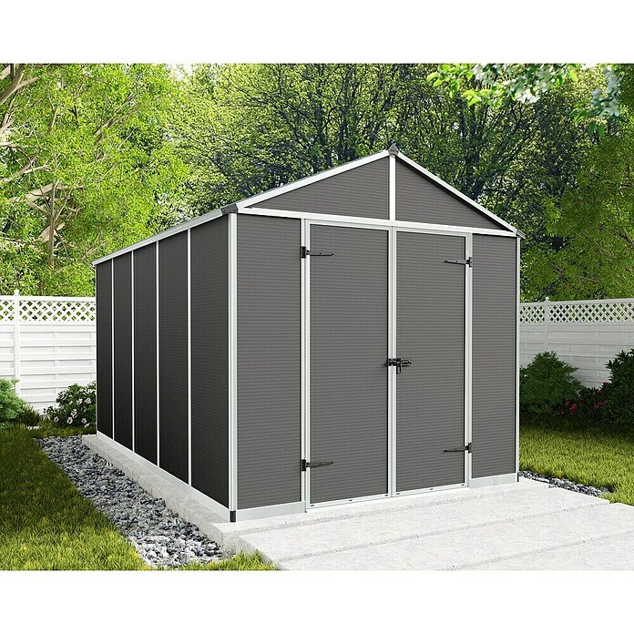 Palram – Canopia Caseta de jardín Rubicon (Medidas ext. (An x Pr): 2,37 x 3,77 m, Plástico, Gris) | BAUHAUS