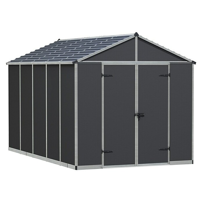 Palram – Canopia Caseta de jardín Rubicon (Medidas ext. (An x Pr): 2,37 x 3,77 m, Plástico, Gris) | BAUHAUS