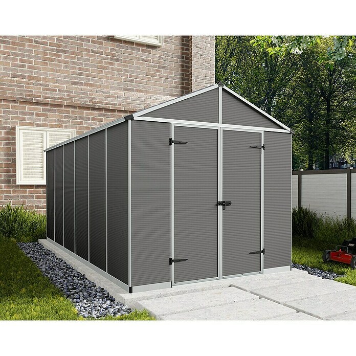 Palram – Canopia Caseta de jardín Rubicon (Medidas ext. (An x Pr): 2,37 x 4,52 m, Plástico, Gris) | BAUHAUS