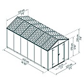 Palram – Canopia Caseta de jardín Rubicon (Medidas ext. (An x Pr): 2,37 x 4,52 m, Plástico, Gris) | BAUHAUS