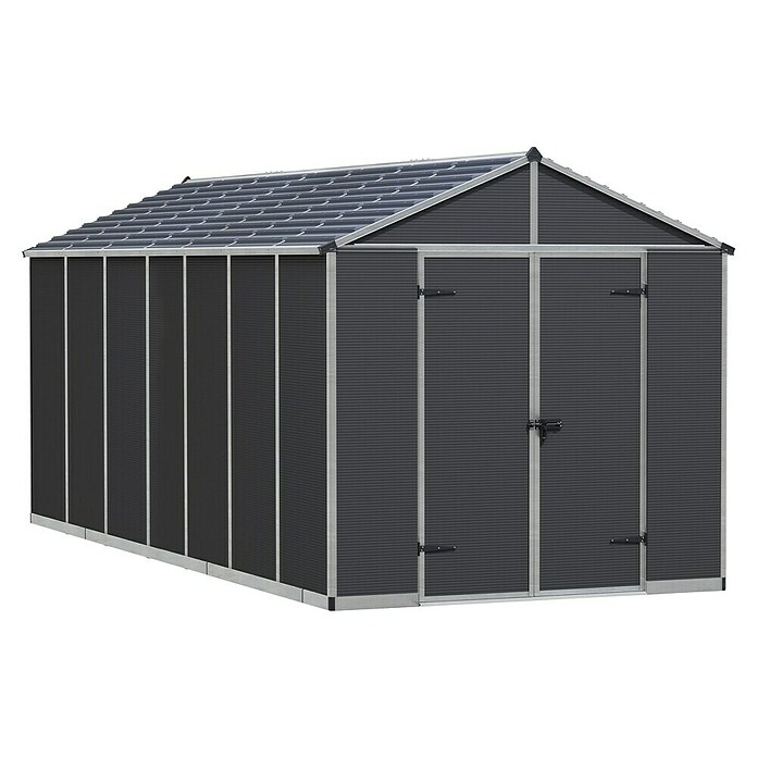 Palram – Canopia Caseta de jardín Rubicon (Medidas ext. (An x Pr): 2,37 x 5,28 m, Plástico, Gris) | BAUHAUS