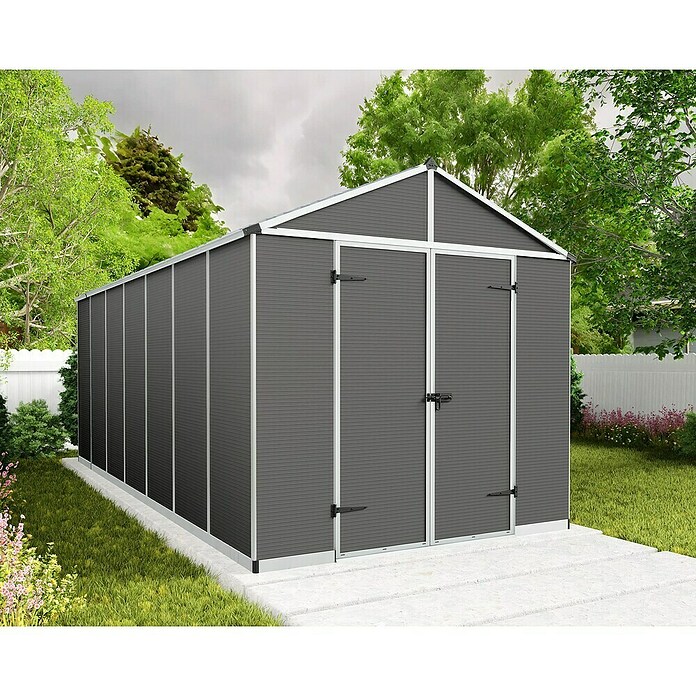 Palram – Canopia Caseta de jardín Rubicon (Medidas ext. (An x Pr): 2,37 x 5,28 m, Plástico, Gris) | BAUHAUS