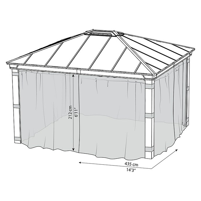 Palram – Canopia Cortina mosquitera para cenador Dallas (An x Al: 435 x 212 cm, Gris) | BAUHAUS