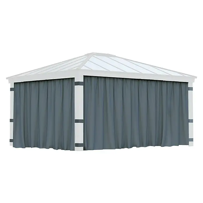 Palram – Canopia Pared lateral de pérgola Dallas - An x Al: 466 x 212 cm, Específico para: Cenador Dallas, Gris - Una elegante pérgola de jardín con cortinas opacas, ideal para la privacidad y la protección contra los elementos. La pérgola ofrece confort y estilo para cualquier zona exterior.
