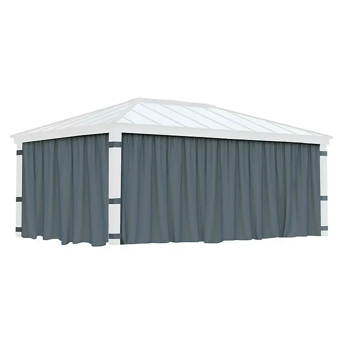 Palram – Canopia Pared lateral de pérgola Dallas - An x Al: 533 x 212 cm, Específico para: Cenador Dallas, Gris - Una pérgola elegante con cortinas, ideal para el jardín. Ofrece sombra y protección contra el viento y el clima, perfecta para horas relajantes al aire libre.