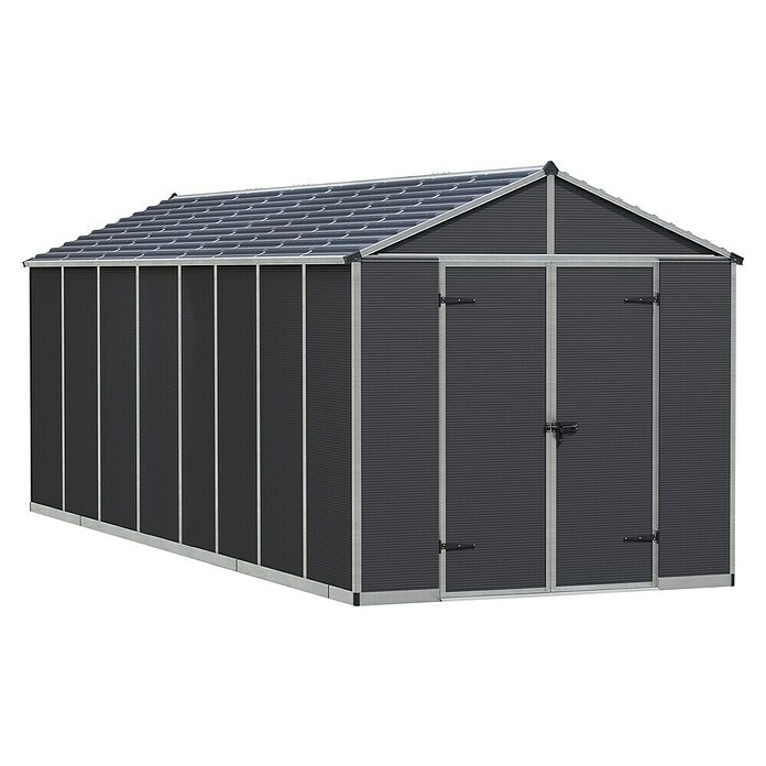 Palram – Canopia Caseta de jardín Rubicon (Medidas ext. (An x Pr): 2,37 x 6,02 m, Plástico, Gris) | BAUHAUS