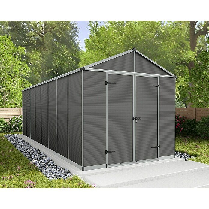 Palram – Canopia Caseta de jardín Rubicon (Medidas ext. (An x Pr): 2,37 x 6,02 m, Plástico, Gris) | BAUHAUS