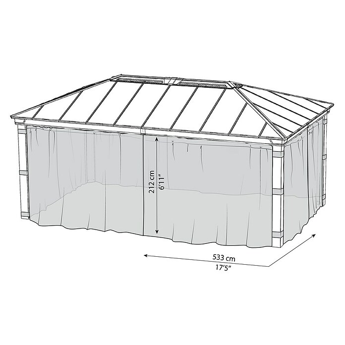 Palram – Canopia Cortina mosquitera para cenador Dallas (An x Al: 533 x 212 cm, Gris) | BAUHAUS