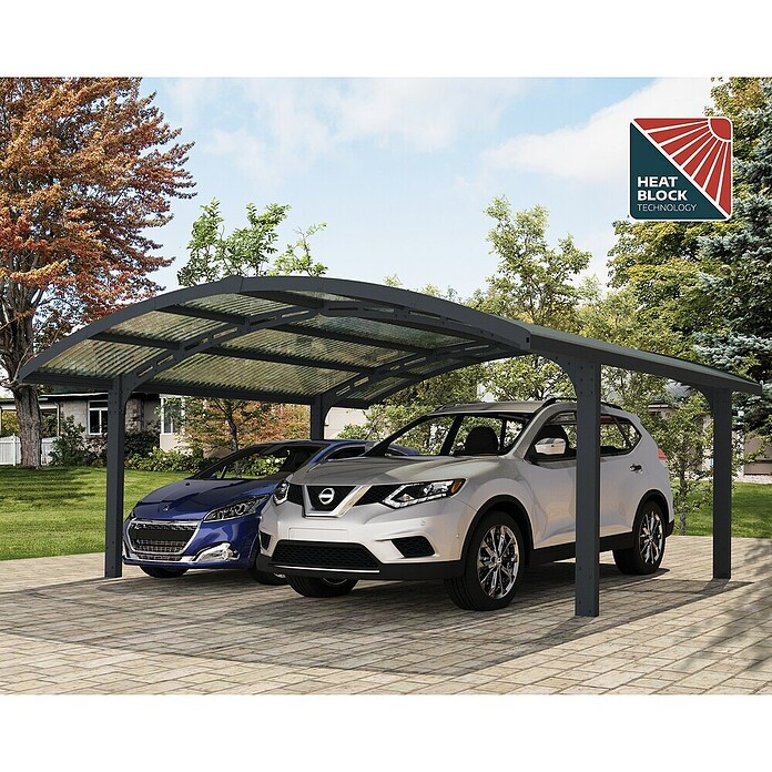 Palram – Canopia Carport Arizona Wave (Medidas ext. (An x Pr): 578 x 495 cm, Carport doble, Antracita) | BAUHAUS