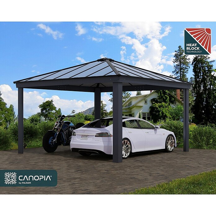 Palram – Canopia Carport Colorado (Medidas ext. (An x Pr): 4,22 x 4,22 m, Negro) | BAUHAUS