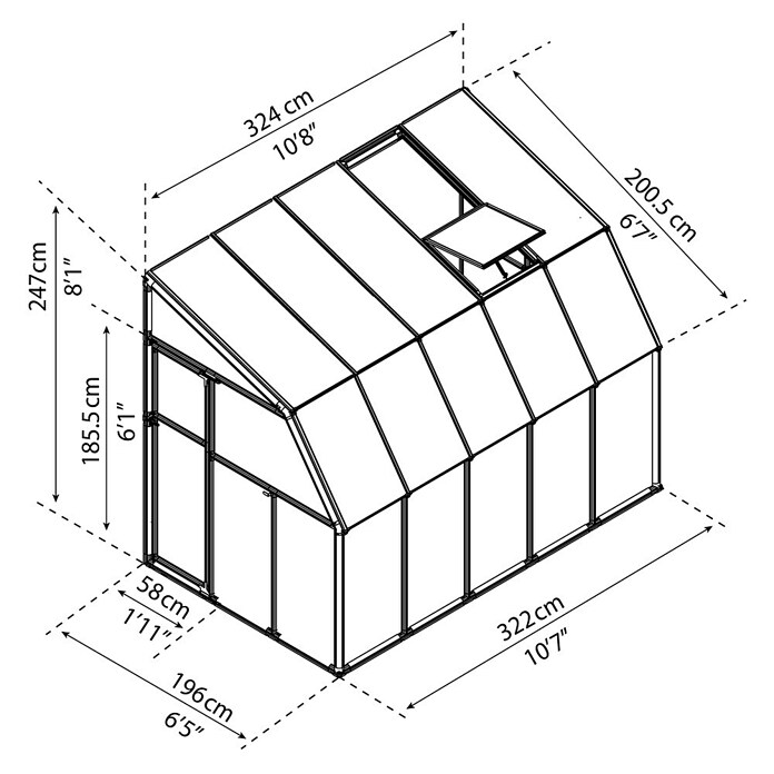 Palram – Canopia Terraza Solarium Sun Room (Medidas ext. (An x Pr): 324 x 200 cm, Plástico, Blanco) | BAUHAUS
