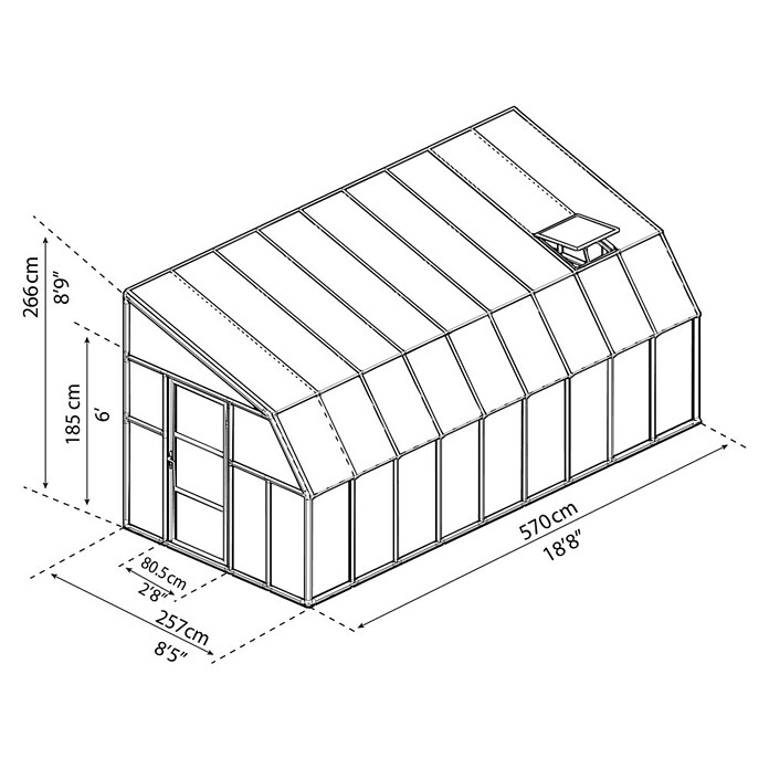 Palram – Canopia Terraza Solarium Sun Room (Medidas ext. (An x Pr): 570 x 257 cm, Plástico, Blanco) | BAUHAUS