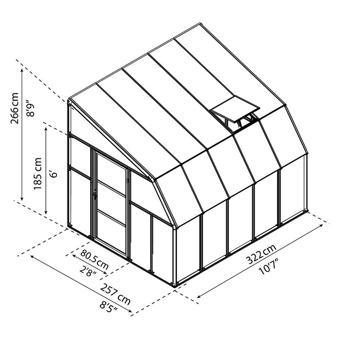 Palram – Canopia Terraza Solarium Sun Room (Medidas ext. (An x Pr): 322 x 257 cm, Plástico, Blanco) | BAUHAUS