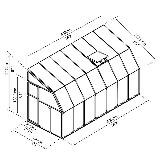 Palram – Canopia Terraza Solarium Sun Room (Medidas ext. (An x Pr): 446 x 200 cm, Plástico, Blanco) | BAUHAUS