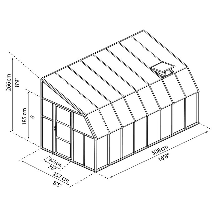 Palram – Canopia Terraza Solarium Sun Room (Medidas ext. (An x Pr): 508 x 257 cm, Plástico, Blanco) | BAUHAUS