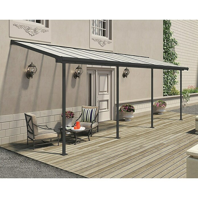 Palram – Canopia Marquesina adosada Sierra (An x Pr: 670,5 x 228 cm, Antracita, Policarbonato, Gris) | BAUHAUS
