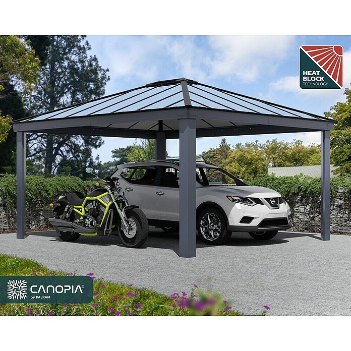 Palram – Canopia Carport Colorado (Medidas ext. (An x Pr): 4,22 x 4,83 m, Negro) | BAUHAUS