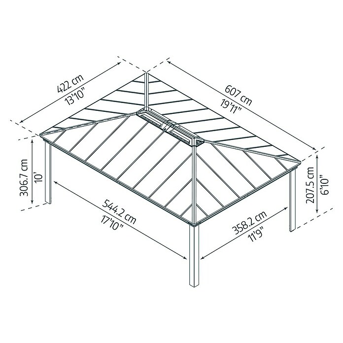 Palram – Canopia Carport Colorado (Medidas ext. (An x Pr): 4,22 x 607 m, Negro) | BAUHAUS
