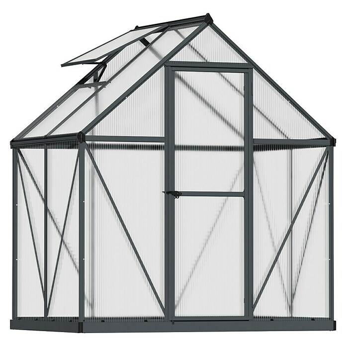 Palram – Canopia Invernadero Mythos (Medidas ext. (An x Pr): 185 x 126 cm, Material de la pared lateral: Plástico, 4 mm, Gris) | BAUHAUS