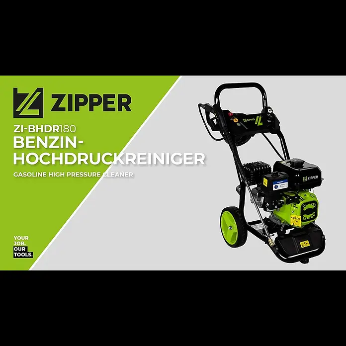 Zipper Hochdruckreiniger - Max. Druck: 220 bar, Fördermenge: 8,5 l/h, Motorbetrieben - ZIPPER Benzinhochdruckreiniger ZI-BHDR180 / gasoline high pressure cleaner (official ZIPPER)