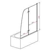 Pregrada za kadu (2-dijelno, 125 x 140 cm, Wonderclean premaz, Prozirno)