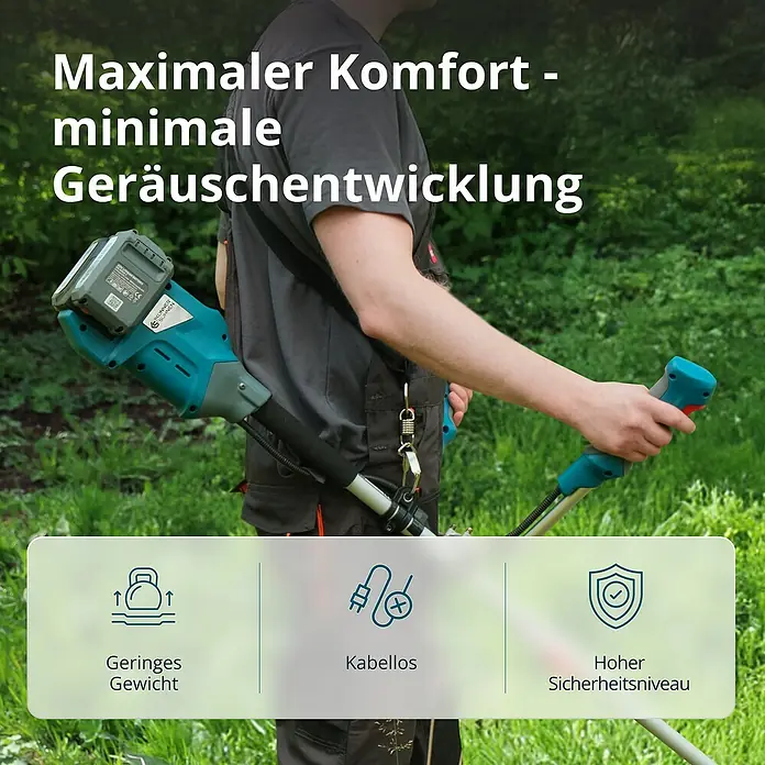Könner & Söhnen Akku-Rasentrimmer KS BCT - 40 V, Li-Ionen, Ohne Akku - Maximale Bequemlichkeit mit dem Rasentrimmer. Leichtgewicht, kabellos und hohes Sicherheitsniveau.