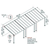 Palram – Canopia Terrassenüberdachung Sierra (B x T: 924 x 299 cm, Anthrazitgrau, Polycarbonat, Klar) | BAUHAUS