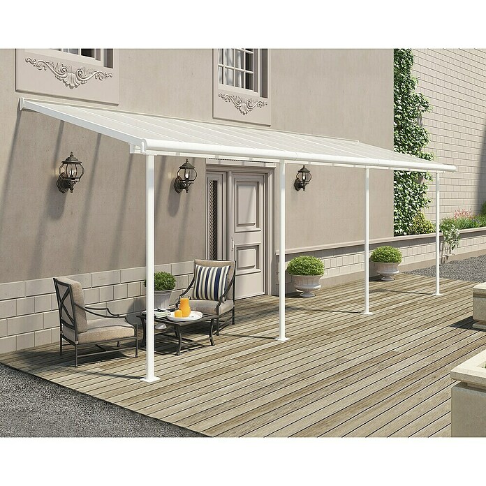 Palram – Canopia Marquesina adosada Sierra (An x Pr: 670,5 x 228 cm, Blanco, Policarbonato, Gris) | BAUHAUS