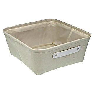 Cesta de tela (L x An x Al: 32,5 x 32,5 x 13,5 cm, Blanco, Tela)