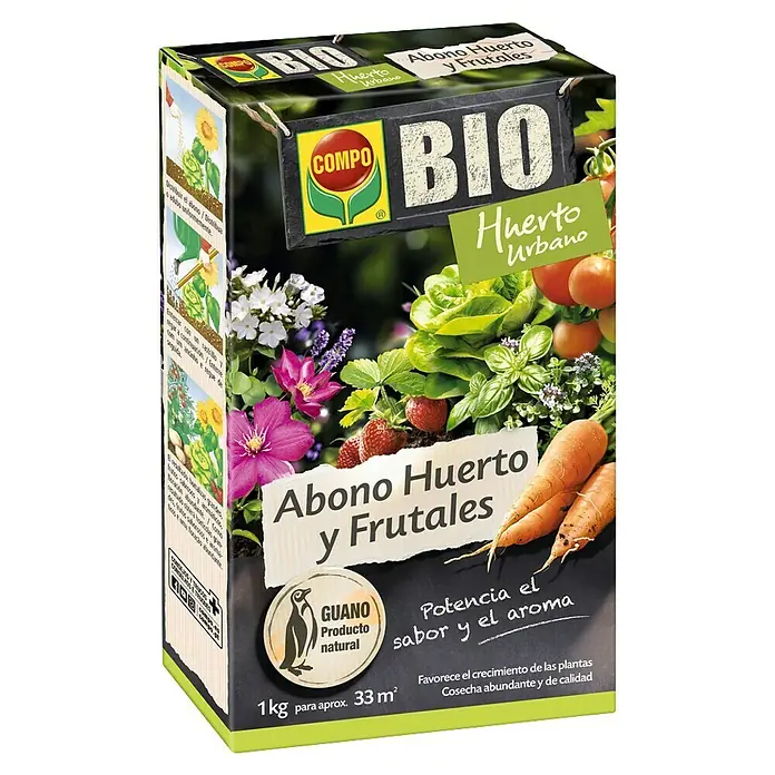Compo Abono Huerto y frutales - 1 kg - Abono COMPO BIO para frutas y verduras. Promueve el crecimiento y el sabor. Ideal para la horticultura urbana.