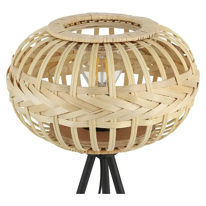 Eglo Lámpara de sobremesa Amsfield - 40 W, Ø x Al: 26 x 41 cm, Negro, Bambú, E27 - Esta lámpara de mesa presenta una pantalla de bambú tejido y un diseño moderno. Un verdadero reclamo para cualquier habitación.