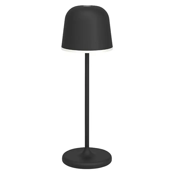 Eglo Lámpara de sobremesa a batería Mannera - Ø x Al: 11 x 34 cm, Negro, 2,2 W, IP54 - Elegante lámpara de mesa negra, perfecta para iluminación con estilo. El diseño moderno se integra perfectamente en cualquier decoración, luz agradable.