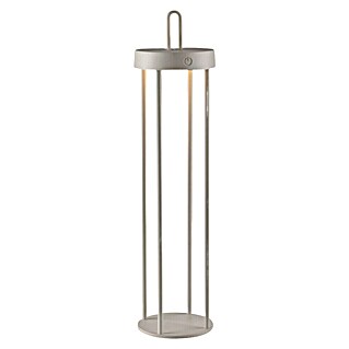 Paul Neuhaus Lámpara de sobremesa a batería Anselm (1,5 W, Ø x Al: 12,8 x 50,4 cm, Gris, Blanco cálido)