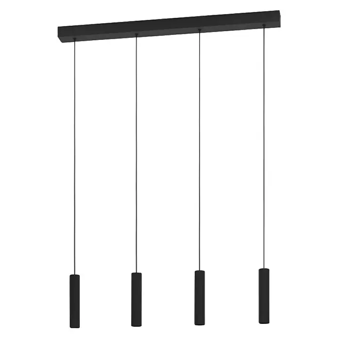 Eglo Lámpara colgante LED Almudaina - 5,4 W, L x An x Al: 82 x 6 x 110 cm, Negro, Blanco cálido, 4 ud. - Expositor colgante moderno con líneas limpias y diseño flotante, ideal para exposiciones y presentaciones.