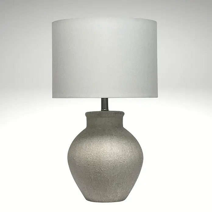 Lámpara de sobremesa de cerámica - 40 W, L x An x Al: 36 x 36 x 56 cm, Blanco, E27 - Elegante lámpara de mesa con una base texturizada en forma de jarrón combinada con una pantalla cilíndrica simple para luz suave.